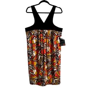 Scarlett Vintage Geometric Print Double V-Neck Mini Dress